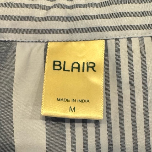 Elan Blue Button Down Shirt with Dress Collar and Tie Front - Picture 3 of 6